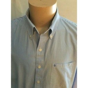 IZOD Oxford Long Sleeve Cornflower Blue Stripe Cotton Dress Shirt X-Large XL
